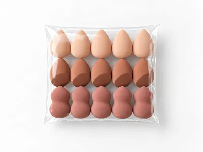 Produktbild von Makeup-Schwämme-Set - 15 Stück - 3 verschiedene Formen - Beige Mix