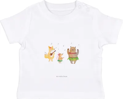 Produktbild von Mr. & Mrs. Panda T-Shirt Waldtiere Aloha 6. - 12. Monat - Weiß - Geschenk, Baby Top, Hase, Musik, Babyshirt, Bär, Lustige Sprüche, Wald, Kurzarmshirt, Shirt, Igel