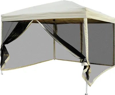 Obrázek produktu pro Outsunny Skládací pavilonový stan s bočnicemi včetně tašky na přenášení, ocel+Oxford, béžový, 3x3x2,55 m