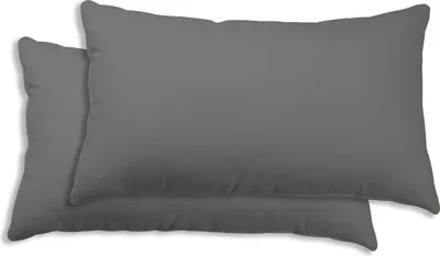 Produktbild von 2er Set Kissenbezug Kissenhülle 40x80 cm grau Uni Kopfkissenbezug Baumwolle