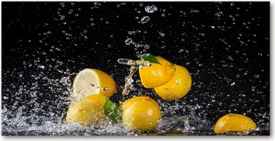 Produktbild von Tulup® Leinwandbild -100x50 cm - Wandkunst - Drucke auf Leinwand - Leinwanddruck  - Essen & Getränke - Gelb - Zitronen Wasser