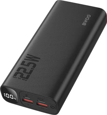 Immagine prodotto di Bwoo, Powerbank 20000mAh 2 USB + USB-C LED compatto, nero