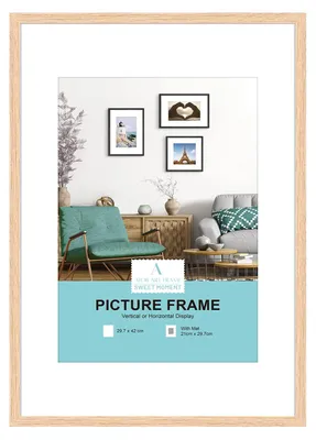 A3 Holz-Fotorahmen mit Passepartout, 29,7x42 cm, 1 Stück