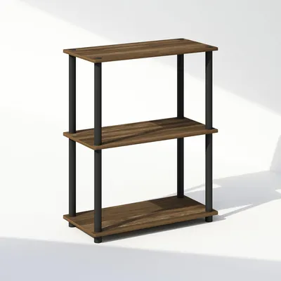 3-stöckiges Bücherregal, Columbia Walnuss/Schwarz, 59,9x29x74,9 cm