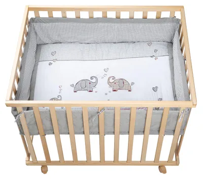 Obrázok produktu pre roba detský kútik „Jumbotwins“, 75 x 100 cm, detský kútik vrátane ochranného vložky a koliesok, prírodné drevo