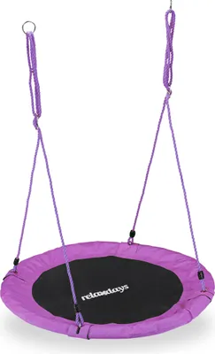 Produktbild von Relaxdays Nestschaukel, Outdoor Schaukel für Kinder & Erwachsene, Ø 110 cm, bis 100 kg, rund, Tellerschaukel, lila