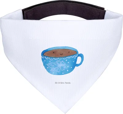 Produktbild von Mr. & Mrs. Panda Hund Halstuch Kaffee Tasse - Weiß - Geschenk, Geschmack, Genuss, Liebe, Für Hunde, Bandana, Lustige Sprüche, Tuch, Hundehalstuch, Glücklich