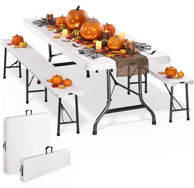 Immagine prodotto di Casaria Casaria Set 3 Pezzi da Birreria 180 cm Pieghevole Portatile 2x Panca da Sagra 1x Tavolo XL Giardino Campeggio Picnic Interno Esterno con Maniglia Trasporto, Immagine generata dall'IA