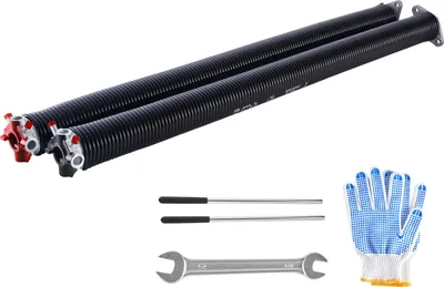 Produktbild von SucceBuy Torsionsfedern für Garagentore – ein Paar in den Größen 0,250 x 2 x 35 Zoll, ausgelegt für 16.000 Zyklen. Elektrophorese-Beschichtung in Schwarz für einfachen Austausch