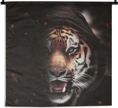 Produktbild von MuchoWow® Wandteppich Wandbehang Tiger - Kleidung - Tiere 150x150 cm Tapisserie Dekoration Wandtuch - Wohnaccessoires - Modernes