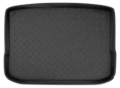 Produktbild von Kofferraumwanne für Skoda Karoq 2021- (Notrad, unterer Ladeboden) – Schwarz, passgenau