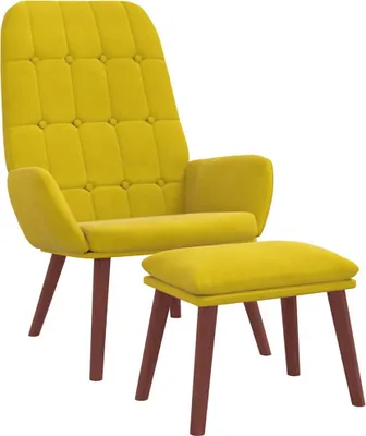 Productafbeelding van Relaxfauteuil met voetenbankje, geel fluweel