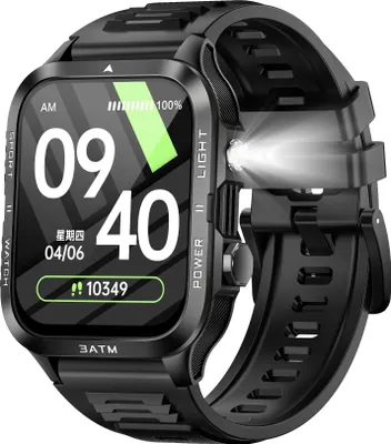 INF Smartwatch mit Licht - Fitness Tracker, Herzfrequenz & Schlafüberwachung Schwarz-Weiss