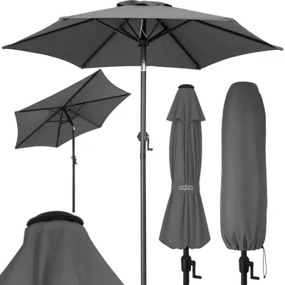 Image de Parasol de jardin - Bleu - 200 cm - Inclinable avec manivelle - Protection UV 80+ - Pour balcon et terrasse