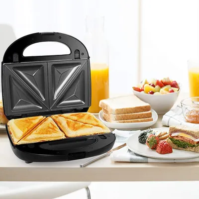 Produktbild von Sandwichmaker 3 in 1, Waffeleisen Sandwichtoaster, Grill wechselplatten, Sandwich Maker, Antihaftbeschichtete abnehmbare Platten, 750 W, Betriebsampel