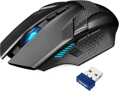 Zdjęcie produktu dla Bezprzewodowa mysz do gier TECKNET, bezprzewodowa mysz do gier 2,4 GHz, 8 przycisków, 4800 DPI, 20 milionów kliknięć, mysz bezprzewodowa, ergonomiczna mysz optyczna