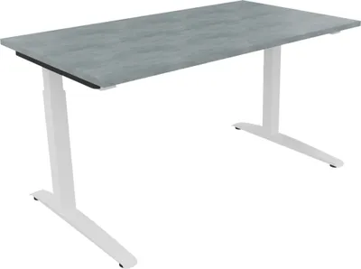 Produktbild von Schreibtisch Kufe Einzels. Quadrat B1400xT700xH650-850 ws/Beton hell