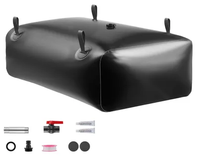 Image de SucceBuy, réservoir d'eau pliable de 330 litres avec robinet, sac à eau portable en PVC 1000D robuste, idéal pour les systèmes d'irrigation, la gestion de la sécheresse et les situations d'urgence, couleur noire