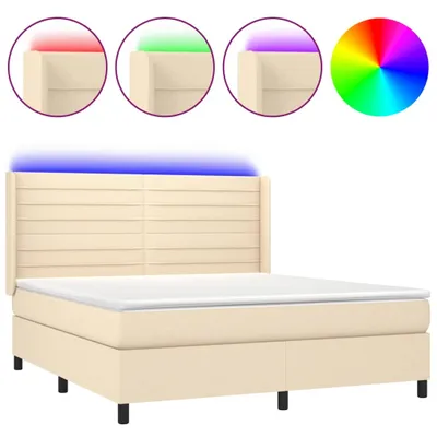 Produktbild von vidaXL Boxspringbett mit Matratze & LED Creme 180x200 cm Stoff