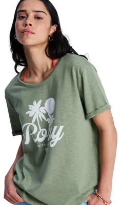 Image de Chemise pour femme Roxy, modèle Oceanwave, coupe classique, tissu texturé, couleur vert olive : taille XS