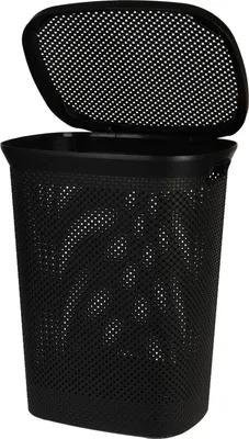 Image de Panier à linge Coffre à linge avec couvercle Noir 60L