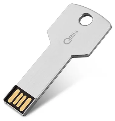Produktbild von 32 GB USB 2.0 Stick Flash Drive Aluminium silber Schlüssel Schlüsselring Metall kompakt Farbe: Silber