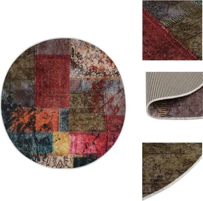 Produktbild von vidaXL Teppich Waschbar Patchwork Mehrfarbig φ120 cm Rutschfest -  Teppiche
