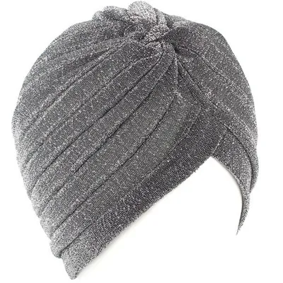 Produktbild von Glitzernde Turban Mütze in Grau für Damen KP7339