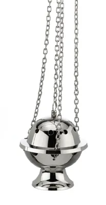Produktbild von Weihrauchfass aus Messing vernickelt 11cm Höhe