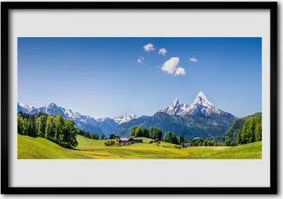 Produktbild von Bild 100x70 MDF-Rahmen Wandkunst Felder Bäume Berglandschaft
