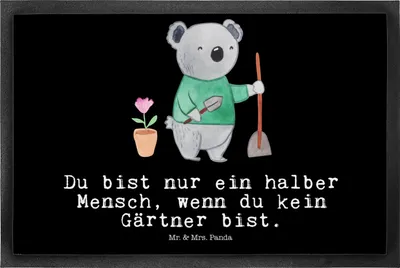Produktbild von Mr. & Mrs. Panda fußmatte Gärtner Herz 50 x 75 cm - Schwarz - Geschenk, Gartenbau, Schmutzfangmatte, Gärtnerei, Bodenvorleger, Türvorleger, Schmutzmatte, Spruch
