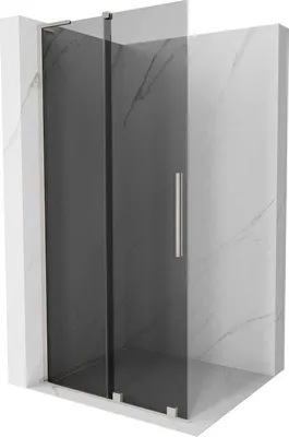 Produktbild von Mexen Velar L Duschwand Schiebetür Walk-in 90 x 200 cm, grafit 8 mm, gebürstetes Nickel - 871-090-003-43-97