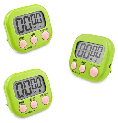 Productafbeelding van Digitale Keuken Timer Set van 3 - Groene Eierwekkers met LCD
