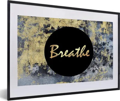 Produktbild von MuchoWow® Gerahmtes Poster Zitat - Zen - Gold 60x40 cm - Poster mit Schwarzem Bilderrahmen Wandposter Rahmen Foto Bilder - Schlafzimmer - Plakat in Rahmen - Drucken