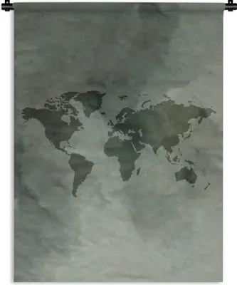 Produktbild von MuchoWow® Wandteppich Wandbehang Weltkarte - Aquarellfarbe - Grau 60x80 cm Tapisserie Dekoration Wandtuch - Decke - Wandtücher - Wohne