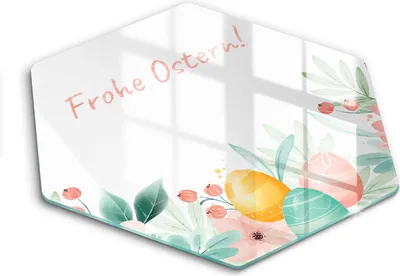 Produktbild von Glasschneideplatte - Herdabdeckplatte - Hexagon 40 cm  - Schneidebrett - Spritzschutz - Frohe Ostern!