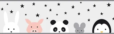 Immagine prodotto di Bordure per la camera dei bambini Profhome 403732-GU leggermente goffrato grigio opaco nero bianco rosa 0,75 m2