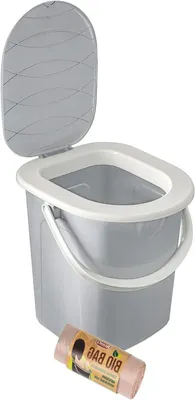 Image de Toilettes portables - Toilettes de camping - Pour activités de plein air - Avec 20 sacs - 22 litres - Gris clair