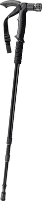 Immagine prodotto di Bastone da passeggio con luce LED, regolabile in altezza, in alluminio telescopico, con funzione di torcia, colore nero