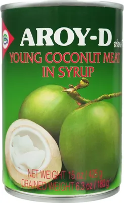 Produktbild von Aroy-D Junge Kokosnuss Fleisch in Sirup 425g/ATG180g