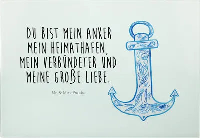 Produktbild von Mr. & Mrs. Panda Hackbrett Anker Blau - Weiß - Geschenk, Schneidebrett, Lustige Sprüche, Frühstücksbrett, jausenbrett, Großes, Vesperplatte
