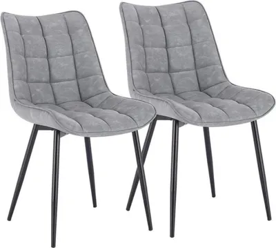 Produktbild von Wohnzimmerstühle - Beige - Sessel mit Armlehne - Küchenstühle - Wohnstühle - Ledersessel - Kunstleder - 2er Set