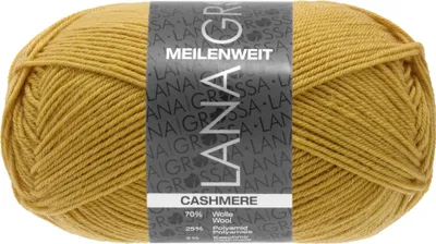 A ball of yellow yarn with a label on it.
