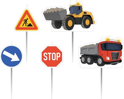 Produktbild von Construction Party Figurenkerzen, 5 Stück – Amscan