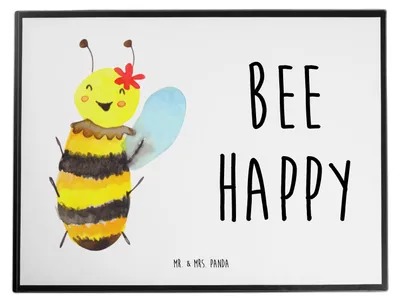 Produktbild von Mr. & Mrs. Panda schreibtischunterlage Biene Happy - Weiß - Geschenk, schreibtischauflagen, bastelunterlagen, Unterlage Schreibtisch, Schreibunterlage, büro