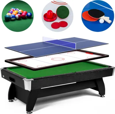 Obrázok produktu pre Biliardový stôl Vip Extra 8 FT čierno/zelený s nadstavcom ping-pong/hokej