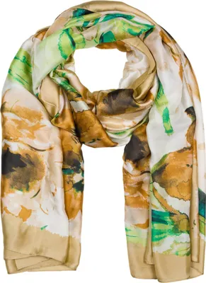 Produktbild von styleBREAKER Damen Schal mit buntem Blumen Muster im Aquarell Stil, Seidig leichtes Tuch 01016238