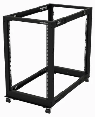 Zdjęcie produktu dla StarTech.com 4POSTRACK18U, Stojak wolnostojący, 18U, 544 kg, Zarządzanie okablowaniem, Kółka, 26,5 kg