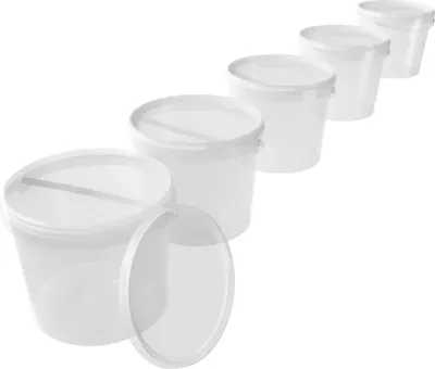 Produktbild von Kunststoffeimer mit Deckel | rund 5L | PP | Lebensmittelecht | Transparent 5 Stück