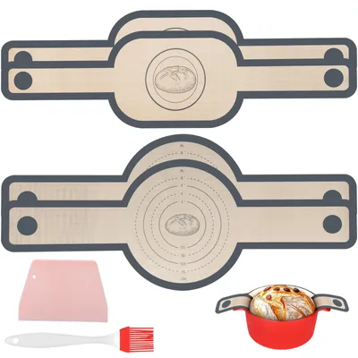 4er Set Silikon-Backmatten für Dutch Oven, mit langen Griffen